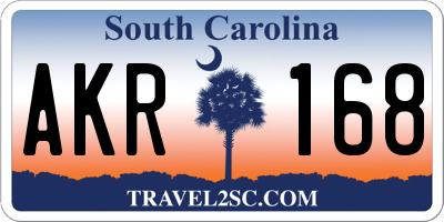 SC license plate AKR168