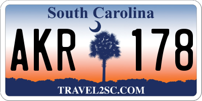 SC license plate AKR178