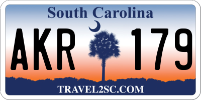 SC license plate AKR179