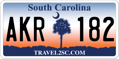 SC license plate AKR182