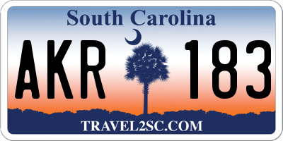 SC license plate AKR183