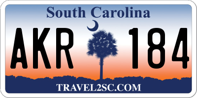 SC license plate AKR184