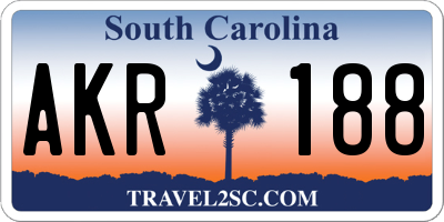 SC license plate AKR188
