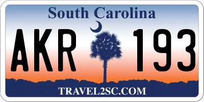 SC license plate AKR193