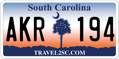 SC license plate AKR194