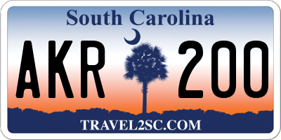 SC license plate AKR200