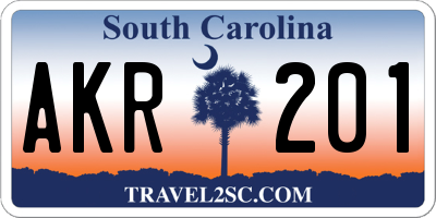 SC license plate AKR201