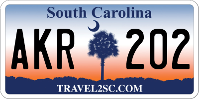SC license plate AKR202