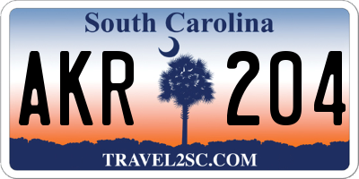 SC license plate AKR204