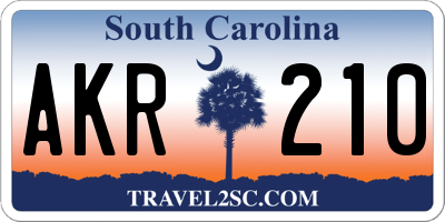 SC license plate AKR210