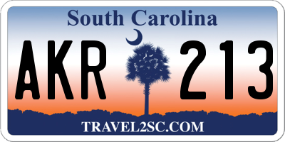 SC license plate AKR213