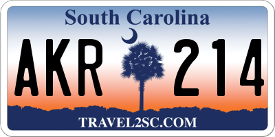 SC license plate AKR214