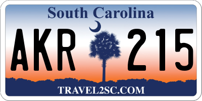 SC license plate AKR215