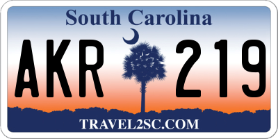 SC license plate AKR219