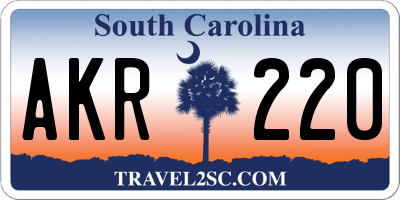 SC license plate AKR220