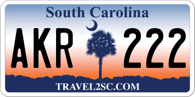 SC license plate AKR222