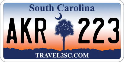 SC license plate AKR223