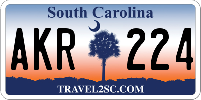 SC license plate AKR224