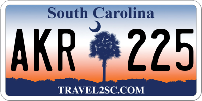 SC license plate AKR225