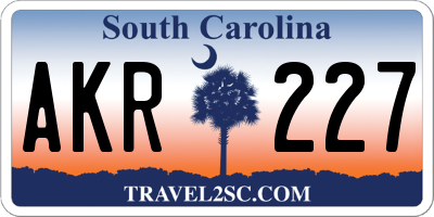 SC license plate AKR227
