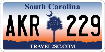 SC license plate AKR229