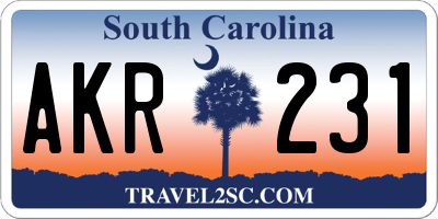 SC license plate AKR231