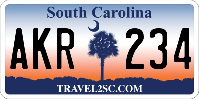 SC license plate AKR234