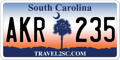 SC license plate AKR235