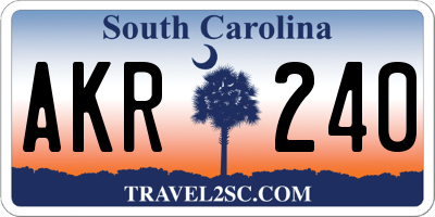 SC license plate AKR240