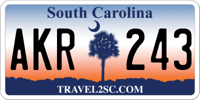 SC license plate AKR243