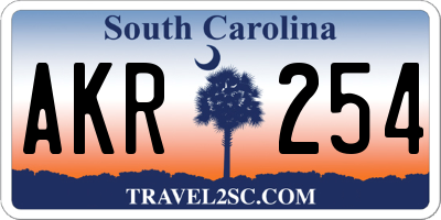 SC license plate AKR254