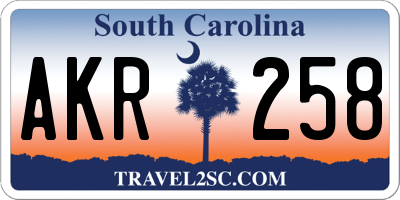 SC license plate AKR258