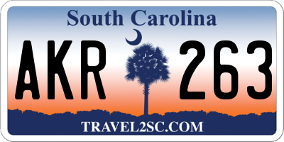 SC license plate AKR263