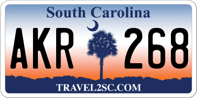 SC license plate AKR268