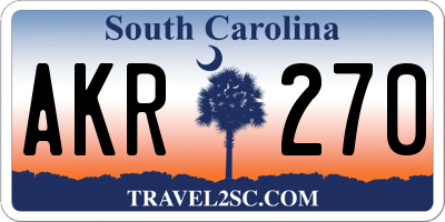 SC license plate AKR270
