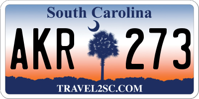SC license plate AKR273