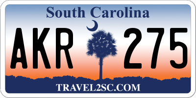 SC license plate AKR275