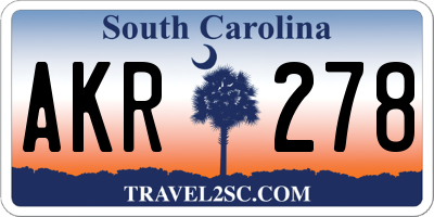 SC license plate AKR278