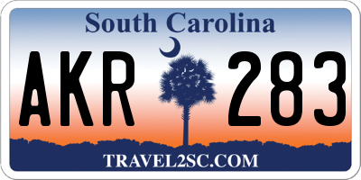 SC license plate AKR283