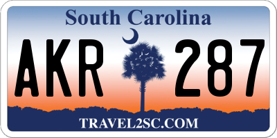 SC license plate AKR287