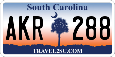 SC license plate AKR288