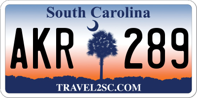 SC license plate AKR289