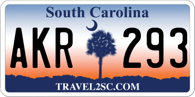 SC license plate AKR293