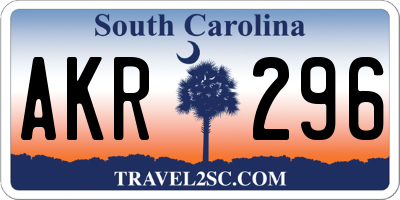 SC license plate AKR296