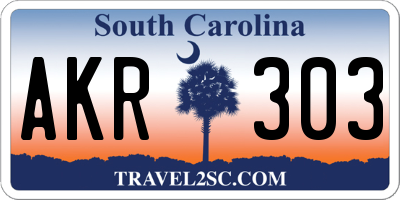 SC license plate AKR303