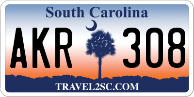 SC license plate AKR308