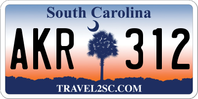 SC license plate AKR312
