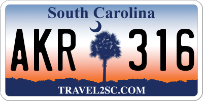SC license plate AKR316