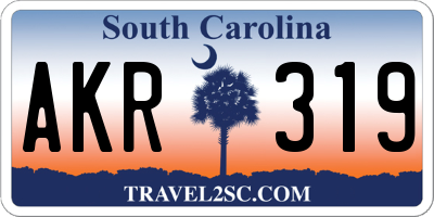 SC license plate AKR319