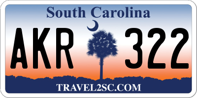 SC license plate AKR322